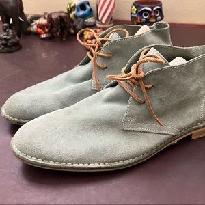 Retro hippy Moods of Noway Suede dress shoes / low top chucka boots - teal/green
